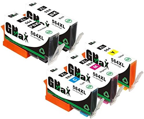 GBaX 5 Color Replacement Inkjet Printer Ink Cartridges for HP 564XL (1 Black,1 Photo Black,1 Cyan,1 Magenta,1 Yellow 5-Pack) Used in Photosmart 5510 5520 6510 6520 7510 7515 7520 B8550 C6380 C310a