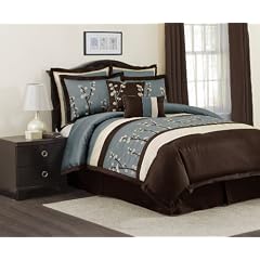Lush Decor Cocoa Flower 8-Piece Comforter Set, Quee