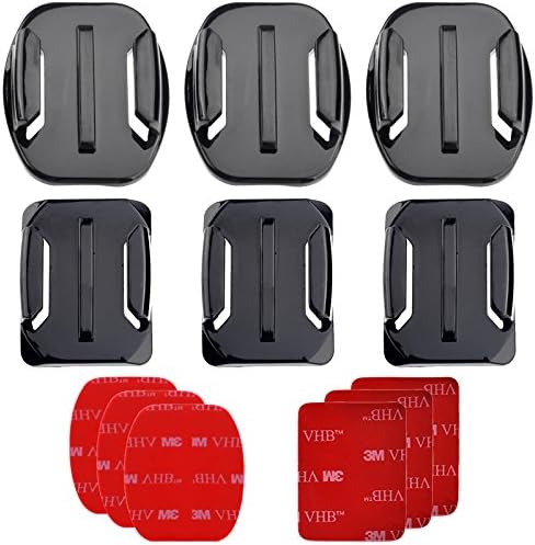 PRO MOUNTS Flat & Curved Mounts - Mount Your Action Camera Anywhere - Includes 3 Flat, 3 Curved Mounts, and 3M Tape - Compatible with All Major GoPro and Action Cameras