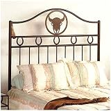 51pxVXvShGL. SL160  Frontier Wrought Iron Headboard Size: Twin, Metal Finish: Jade Teal, Style: Steer