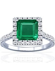 18K White Gold Princess Cut Emerald Ring With Sidestones (GIA Certificate)