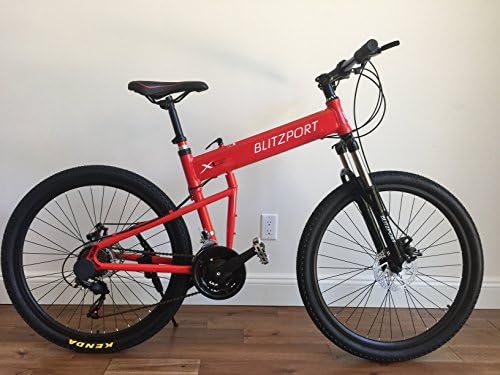 26" Alloy Folding Mountain bike with Shimano 21 speed and Disc Brakes (Red)