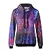 Erlking Women's Printing Red Galaxy Hooded Sweatshirts