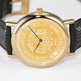 US Merchant Marine Academy Men's Swiss Watch - Gold Medallion with Leather Strap by M.LaHart