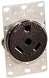 Leviton 7313 30 Amp, 125 Volt, NEMA Tt-30R, 2P, 3W, Flush Mounting Receptacle, Straight Blade, Industrial Grade, Grounding, For Recreational Vehicles, Side Wired, Steel Strap, Black