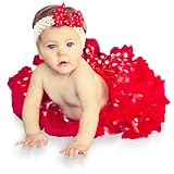 3 Piece Set: EXTRA FLUFFY, Red with White Polka Dot Tutu/ Headband/ Bow