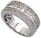 14k White Gold 5/16 (8mm) wide Band, w/ 1.25 Carats Baguette & Brilliant Cut Diamonds
