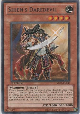 Yu-Gi-Oh! - Shien's Daredevil - Storm of Ragnarok - #STOR-EN082 - 1st Edition - Rare