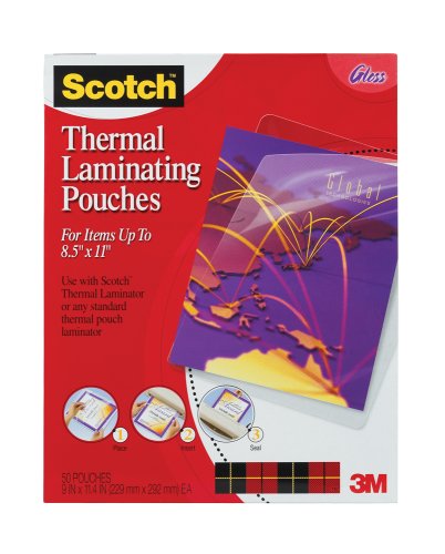 Scotch(TM) Thermal Laminating Pouches, 9 Inches x 11.4 Inches, 50 Pouches (TP3854-50)