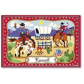Olive Kids Ride 'Em Bedding Coordinating Personalized Placemat by Kids Bedding
