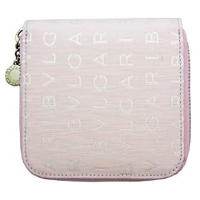 Bvlgari Pink Fabric And Leather Zippered Wallet 24843