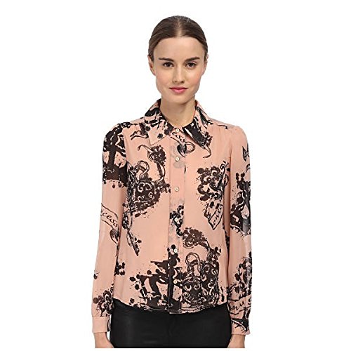 RED VALENTINO トップス シャツ Tattoo Print Silk Muslin Top Nude [並行輸入品]