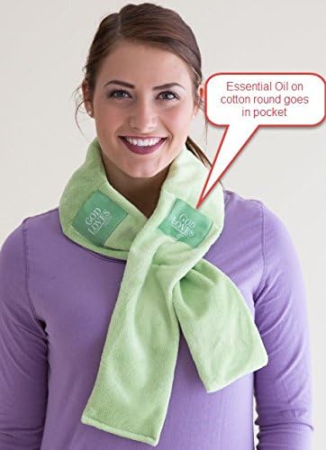 Aroma Wrap Heated or Cooled Herbal Neck Wrap with an Essential Oil Pack, Logo Pocket choice of Aroma Wrap or Bible Verse (God Loves, Green)