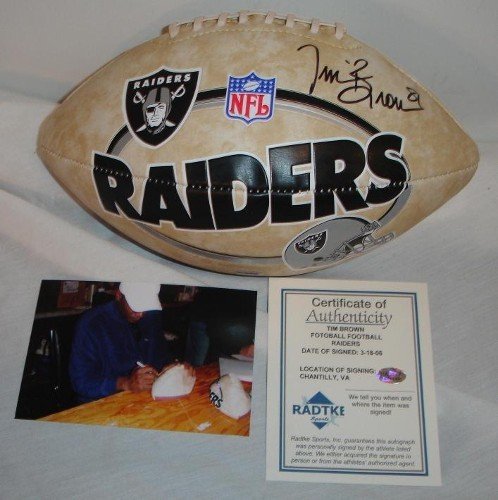 Tim Brown Autographed/Hand Signed Oakland Raiders Full Size Fotoball Football