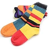 EBMOER&reg; Women's 5 pairs warm multi colors stripe wool socks