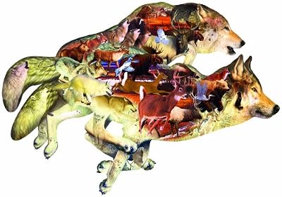 Wolf on the Run Shaped 1000pc Jigsaw Puzzle by Dennis Rogers