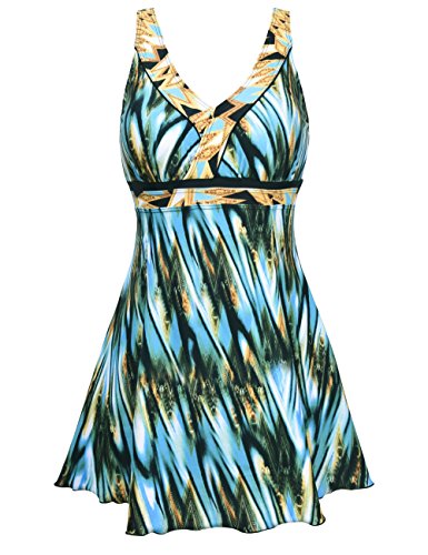 Nonwe Women's Floral Print Backless Shaping Body One Piece Swimwear Swimdress
