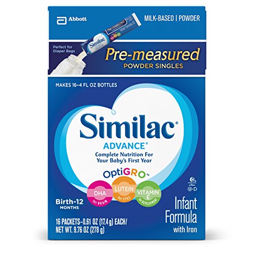 Similac Advance Infant Formula with Iron, Stage 1 On the Go Powder Sticks, 16 Count , 9.76 oz  (Pack of 4) (Packaging May Vary)