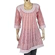 Cotton Shirts Womens Dark Pink Top Blouse Chikan Embroidery Size M
