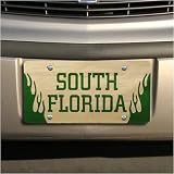 South Florida Bulls Gold Mirrored Flame License Plate
