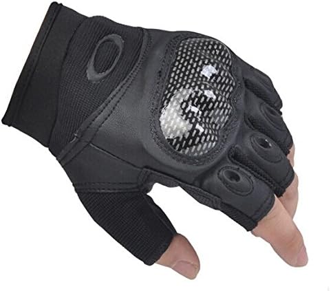 Gopromate 1 Pair Outdoor Sports Military Half-finger Fingerless Tactical Airsoft Hunting Riding Cycling Gloves (Black, L)