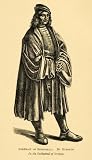 1892 Steel Engraving Self Portrait Italian Renaissance Painter Luca Signorelli - Original Steel Engraving