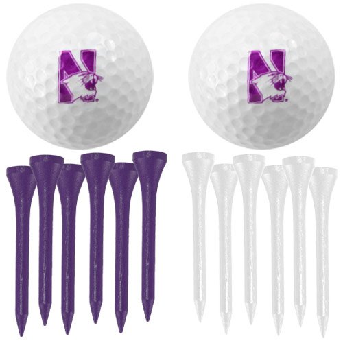Northwestern Wildcats Two Golf Balls And Twelve Tees Set