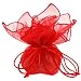 10 Designer Organza Fabric Gift Bags Pouches Party Favor Gifts Packaging Red