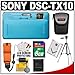 Sony Cyber-Shot DSC-TX10 Shock & Waterproof Digital Camera (Blue) with 8GB Card + Battery + Floating Strap + Case + Tripod + Accessory Kit