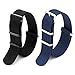 2pc 22mm Nato Ss Nylon Striped Black,navy Blue Interchangeable Replacement Pebble Lg Watch Strap Band