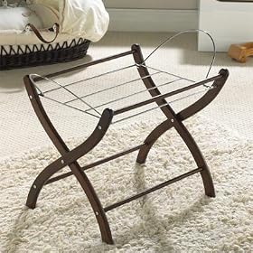 Izziwotnot Moses Basket Stand, Wicker, Mahogany