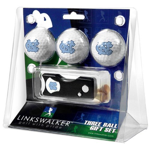 North Carolina Tar Heels Ncaa 3 Golf Ball Gift Pack W/ Spring Action Divot Tool