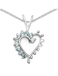 0.50 Carat Genuine Citrine Sterling Silver Heart Shape Pendant Necklace. 18"