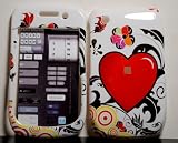 WHITE WITH RED HEART FLOWER SNAP ON HARD SKIN SHELL PROTECTOR COVER CASE FOR BLACKBERRY CURVE 8520 8530 + BELT CLIP