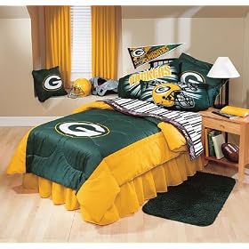 NFL Logo- Green Bay Packers Comforter , Pillowcase and Sheet Set Twin Size