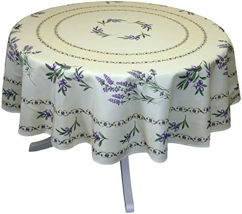 Lavande Cream 71" Round French Provencal Polyester Tablecloth