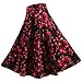 Fancyqube(TM Women Pleated Vintage Skirts Floral Print Midi Skirt Black L