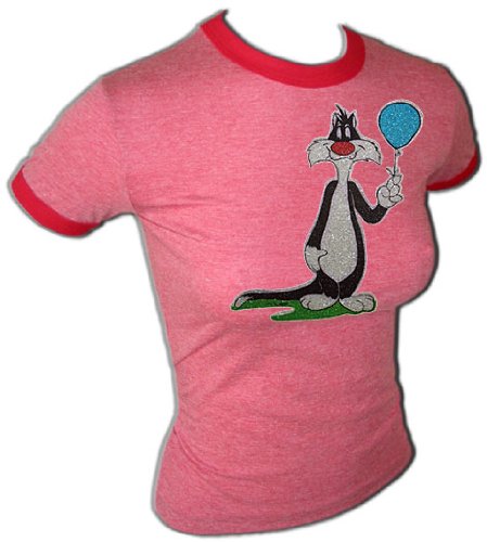 Vintage 1966 Looney Tunes Sylvester Cat Tweety Authentic WB Cartoon Sexy Ringer T-Shirt