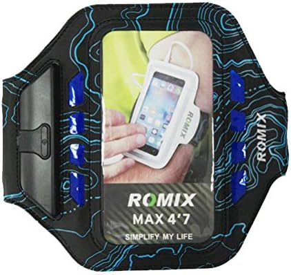 LED running sports arm band waterproof case with Water Resistant + Sweat Proof + Key/cash/card Holder for 4.7-inch iPhone6/6S (Blue)