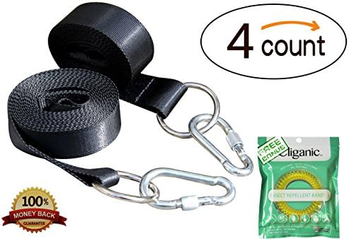 Hammock Strap Kit[Heavy Duty Hooks] By UU&amp;T Tree Swings&amp;Hammock Accessories - 49 Inch Strap with Safer Lock Snap Carabiner Hook+Carry Pouch- Holds Up 1000+ Lbs [100% Waterproof] (4,49''(Hammock Strap)