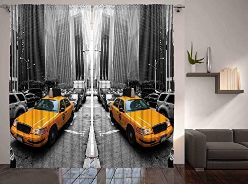 Digital Graphic Print City That Never Sleep Designer's Collection Window Curtain 2 Panel 108"x90" 5114 Exclusive Design