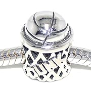 Pro Jewelry .925 Sterling Silver Basketball & Net Dunk Charm for Snake Chain Charm Bracelets 3994