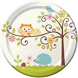 Creative Converting Happi Tree Sweet Baby Round Dinner Plates,8 Count