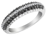 White and Black Diamond Ring 1/2 Carat (ctw) in Sterling Silver