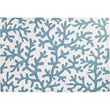 123 Creations C764.2x3 foot Coral in Blue Hooked Rug - 100 Percent Wool