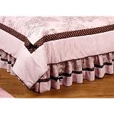Pink and Brown French Toile and Polka Dot Queen Bed Skirt by JoJo Designs