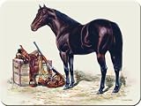 River's Edge Tempered Glass Cutting Board with Gorgeous Horse, Saddle, and Gun Design (12 x 16-Inch)