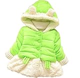 【SEBLES】ベビー服 長そで あったか ジャケット 冬 女の子 子供服(グリーン,80cm)