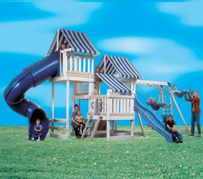 Monkey Playsystem Wooden Swing Set White Package #4