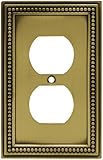 Brainerd 64400 Beaded Single Duplex Outlet Wall Plate / Switch Plate / Cover, Tumbled Antique Brass